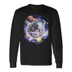 Disco Ball In Space Galaxy Club Retro Langarmshirts