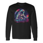 Dj Astronaut Space Galaxy Techno Rave Edm House Music Planet Langarmshirts