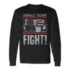 Donald Trump Fist Pump We Fight American Flag Trump 2024 Langarmshirts