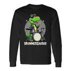 Drummer Boy Musician Drummersaurus Dinosaur Langarmshirts