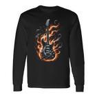 Electric Guitar With Flames Langarmshirts