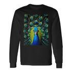 Elegant Peacock Eye Bird Watcher Blue Peacock Langarmshirts