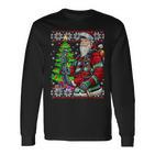 Fireman Santa Claus Fire Brigade Ugly Christmas Langarmshirts