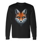 Fox Animal Blue Eyes Illustration Fox Langarmshirts