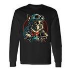 French Bulldog Cool Biker Motorcycle Riding Frenchie Langarmshirts