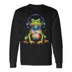 Frog Headphones Colourful Animal Print Langarmshirts