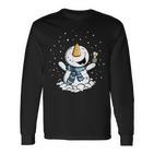 Froher Schneemann Im Schnee Winter Langarmshirts