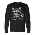 Angry Raccoon Gamerideo Games Lover Langarmshirts