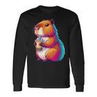 Capybara Bubble Tea Animal Lover Rodent Langarmshirts