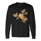 With Cartoon I Elk Wild Animal Motif Langarmshirts