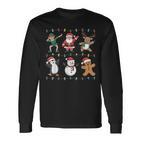 Christmas Reindeer Penguin Graphic With Santa Hat Langarmshirts