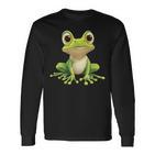 Frog With Big Eyes Frog Motif Langarmshirts