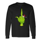 Green Hand Middle Finger Santa Langarmshirts