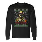 Merry Catmas Tortoiseshell Cat Ugly Christmas Jumper Langarmshirts