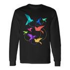 Origami Birds Pleated Kirigami Paper Crane Bird Langarmshirts