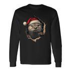 Otter With Christmas Hat Sunglasses Cute Otter Langarmshirts