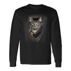 Pocket With Maine Coon Cat Motif Langarmshirts