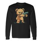 Teddy Bear With Gun For Gun Lovers Langarmshirts