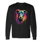 Galgo Espanol Colourful Greyhound Langarmshirts