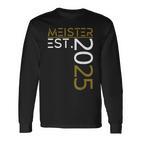 Graduation Master Est 2025 Golden Outfit Master Exam Langarmshirts