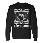 Grandpa And Grandson Angel Partner Fishing Partner Father's Day Langarmshirts