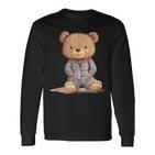 Great Teddy Bear In Soft And Cosy Pyjamas Langarmshirts