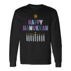 Happy Hanukkah Distressed Hanukkah Langarmshirts