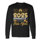 Happy New Year 2025 Loading Fireworks Champagne Lover Langarmshirts