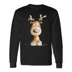 Happy Reindeer I Deer Wild Animal Elk Christmas Fun Langarmshirts