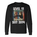 Level 11 Years Birthday Boy Gamer Since 2014 Langarmshirts