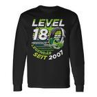 Level 18 Birthday Boy Gamer Man Decoration Age 2007 Langarmshirts