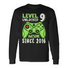 Level 9 Unlocked Awesome 2016Ideospiel 9Th Birthday Boy Langarmshirts