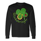 Lucky Charm Ladybird Clover Leaf For Friends Good Luck Langarmshirts