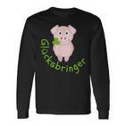 Lucky Charm Pig Clover Leaf For Friends Good Luck Langarmshirts