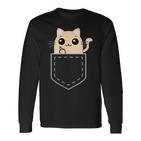 Lustige Katze Mittelfinger Stinkefinger Cat Kawaii Langarmshirts