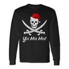 Lustiges Weihnachten Piraten Pirat Weihnachtsmann Hut Yo Ho Langarmshirts