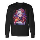 Manga Anime Aesthetic Cyberpunk Techwear Harajuku Langarmshirts