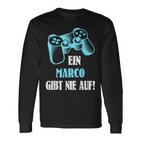 A Marco Gibt Never Up Personalised Gamer Langarmshirts