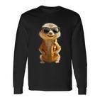 Meerkat With Sunglasses Animal Lovers Cute Surikate Langarmshirts