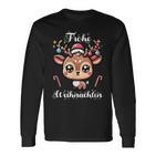 Merry Christmas Cute Reindeer Winter Christmas Langarmshirts