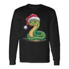 Merry Christmas Snake Xmas Party Eve Santa Hat Langarmshirts