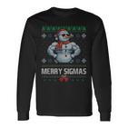 Merry Sigmas Bruh Snowman Sigma Male Skibidi Christmas Langarmshirts