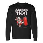 Moo Thai Muay Thai Cow Thai Boxing For Children Muay Thai Langarmshirts