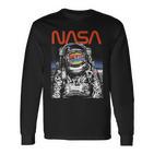 Nasaintage Astronaut Moon Walk Reflection Graphic Langarmshirts