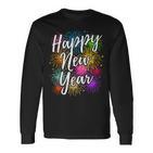 New Year's Eve Party Outfit Decoration Fireworks New Year Happy New Year Langarmshirts