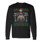 No Lift No Ugly Christmas Santa Gym Langarmshirts