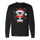 Penguin Christmas Santa Claus Cute Penguin Love Langarmshirts