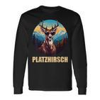 Platzhirsch Beim Wandern Berge Langarmshirts