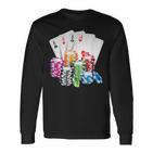 Poker Gambling Game Cards Chips Casino Poker Langarmshirts