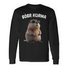 Polish Beaver Saying Bober Kurwa Yes Pierdole Bobr Langarmshirts